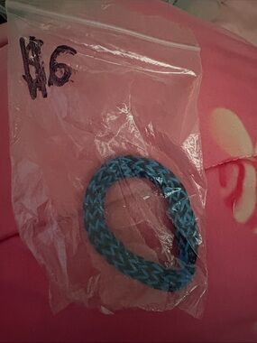 Blue Woven Rope Bracelet - made out of rubber bands, black and blue, unbranded